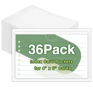 36 Pack Adhesive Index Card Holders, Clear 4 x 6 Label Pockets 36 Pack Adhesive Index Card Holders, Clear 4 x 6 Label Pockets