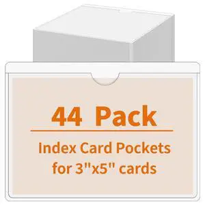 44 Pcs Storage Bin Labels, 3×5 in Index Card Holder, Clear Adhesive Pockets 44 Pcs Storage Bin Labels, 3×5 in Index Card Holder, Clear Adhesive Pockets