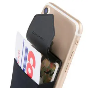 Sinjimoru Card Holder for Back of Phone, Stick on Phone Wallet, Black Sinjimoru Card Holder for Back of Phone, Stick on Phone Wallet, Black