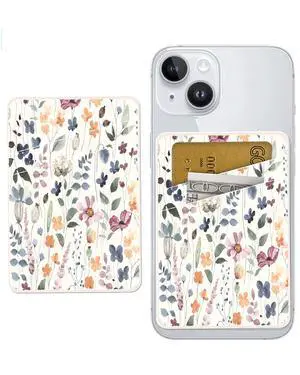AOHRO Phone Card Holder - Dual Pocket Leather Wallet with Adhesive, Cute Credit Card Holder for Most Phones - Colorful Boho Leaf AOHRO Phone Card Holder - Dual Pocket Leather Wallet with Adhesive, Cute Credit Card Holder for Most Phones - Colorful Boho Leaf