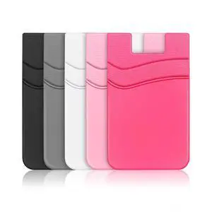 Phone Wallet, Strong Adhesive Silicone Wallet Sleeve Pocket Stick on ID Credit Card Holder for All Smartphones - 5 Pack Black White Grey Pink Rose Phone Wallet, Strong Adhesive Silicone Wallet Sleeve Pocket Stick on ID Credit Card Holder for All Smartphones - 5 Pack Black White Grey Pink Rose