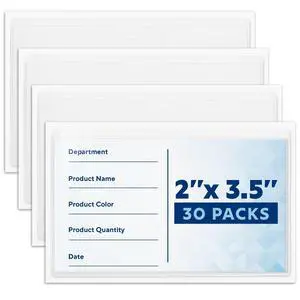 Mifflin-USA - Index Card Holder - 2x3.5, 30 Pack - Clear Self-Adhesive Pockets - Label Holders for Organizing Storage Bins & Containers - Plastic Sleeves for Protecting Cards & Labels Mifflin-USA - Index Card Holder - 2x3.5, 30 Pack - Clear Self-Adhesive Pockets - Label Holders for Organizing Storage Bins & Containers - Plastic Sleeves for Protecting Cards & Labels