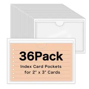 36 Pack Clear Adhesive Label Holders, 2 x 3 Inch Index Card Pockets 36 Pack Clear Adhesive Label Holders, 2 x 3 Inch Index Card Pockets