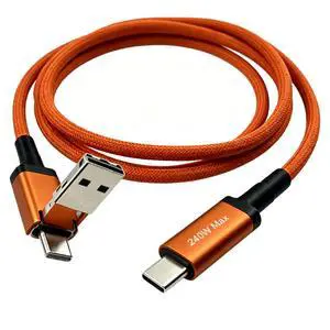 ZLMC 2 in 1 USB A to USB C, USB C to USB C Data Cable 240W Fast Charging ZLMC 2 in 1 USB A to USB C, USB C to USB C Data Cable 240W Fast Charging