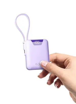 Gidues M1 Mini Portable Charger, 10000mAh Ultra-Compact Power Bank, 22.5W PD Fast Charging, Tpye-C Built-in Cable, Small External Battery Pack for iPhone, Samsung, Android iPad (Purple) Gidues M1 Mini Portable Charger, 10000mAh Ultra-Compact Power Bank, 22.5W PD Fast Charging, Tpye-C Built-in Cable, Small External Battery Pack for iPhone, Samsung, Android iPad (Purple)