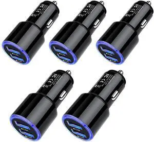 Car Charger Adapter, 5Pack 4.8A Dual Port Fast Charge Car Phone Charger Car Charger Adapter, 5Pack 4.8A Dual Port Fast Charge Car Phone Charger