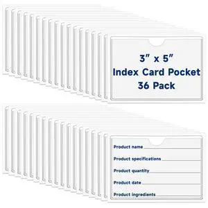 Mauproy 3" x 5" Adhesive Index Card Pockets, 36Pcs Mauproy 3" x 5" Adhesive Index Card Pockets, 36Pcs