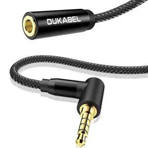 Headphone Extension Cords, TRRS Right-Angle 3.5mm Extender Cable -4 Ft/1.2M Headphone Extension Cords, TRRS Right-Angle 3.5mm Extender Cable -4 Ft/1.2M