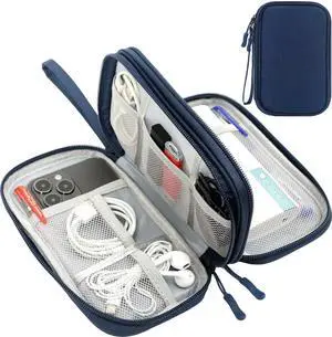 CAAORDKSO Electronic Organizer, Travel Cable Organizer Bag Pouch Electronic Accessories Carry Case Waterproof Electronic Bag for Cable, Cord, Charger, Phone, Power Bank, Earphone (Navy Blue, Medium) CAAORDKSO Electronic Organizer, Travel Cable Organizer Bag Pouch Electronic Accessories Carry Case Waterproof Electronic Bag for Cable, Cord, Charger, Phone, Power Bank, Earphone (Navy Blue, Medium)