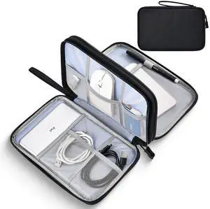 CAAORDKSO Electronics Travel Organizer, Electronic Accessories Carry Case Waterproof Double Layers Storage Bag Travel Essentials for Cord, Cable, Charger, USB, Power Bank, Earphone (Black, X-Large) CAAORDKSO Electronics Travel Organizer, Electronic Accessories Carry Case Waterproof Double Layers Storage Bag Travel Essentials for Cord, Cable, Charger, USB, Power Bank, Earphone (Black, X-Large)