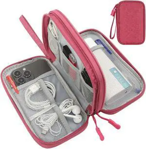 CAAORDKSO Electronic Organizer Travel Case Storage Bag, Universal Electronics Accessories Case Portable Travel Bag for Women, Cable, Cord, Charger, Phone, Power Bank, Earphone (Rose Red, Large) CAAORDKSO Electronic Organizer Travel Case Storage Bag, Universal Electronics Accessories Case Portable Travel Bag for Women, Cable, Cord, Charger, Phone, Power Bank, Earphone (Rose Red, Large)
