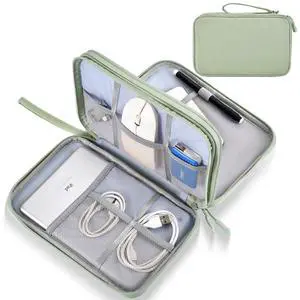 CAAORDKSO Large Electronics Travel Organizer Case, Cable Organizer Bag Water Resistant Double Layers Accessories Storage Bag Tech Pouch, for Cord, Charger, Power Bank, Earphone (Mint Green, X-Large) CAAORDKSO Large Electronics Travel Organizer Case, Cable Organizer Bag Water Resistant Double Layers Accessories Storage Bag Tech Pouch, for Cord, Charger, Power Bank, Earphone (Mint Green, X-Large)