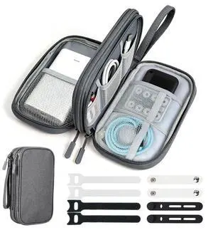 Woyinger Double Layer Cable Organizer Bag, Travel Tech Pouch, Dark Gray Woyinger Double Layer Cable Organizer Bag, Travel Tech Pouch, Dark Gray