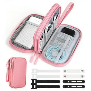 Woyinger Travel Electronics Organizer, Double Layer Tech Pouch, Pink Woyinger Travel Electronics Organizer, Double Layer Tech Pouch, Pink