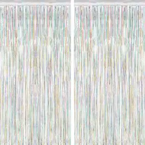 ZATAYE 2 Pack Laser Silver New Years Eve Foil Curtain Streamer Decorations ZATAYE 2 Pack Laser Silver New Years Eve Foil Curtain Streamer Decorations
