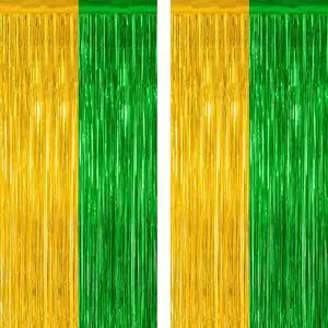 ZATAYE 2 Pack Green Gold Christmas St Patricks Foil Curtain Decorations ZATAYE 2 Pack Green Gold Christmas St Patricks Foil Curtain Decorations
