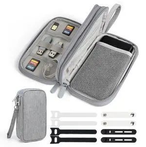 Woyinger Double Layer Electronics Organizer Tech Pouch for Chargers, Gray Woyinger Double Layer Electronics Organizer Tech Pouch for Chargers, Gray
