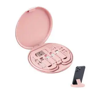 YAFIYGI 9 in 1 Cable Case USB Adapter Cable Conversion Storage Box USB Type C to Micro USB/Lightning/USB A Cable Data Transfer Tool Contains Sim Card Slot Tray Eject Pin Use as Phone Holder (Pink) YAFIYGI 9 in 1 Cable Case USB Adapter Cable Conversion Storage Box USB Type C to Micro USB/Lightning/USB A Cable Data Transfer Tool Contains Sim Card Slot Tray Eject Pin Use as Phone Holder (Pink)