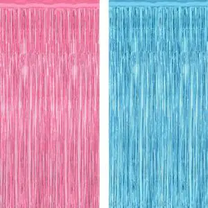 ZATAYE 2 Pack Pink Blue Foil Curtain Gender Reveal Decorations ZATAYE 2 Pack Pink Blue Foil Curtain Gender Reveal Decorations