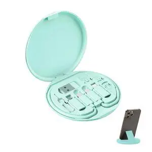YAFIYGI 9 in 1 Cable Case USB Adapter Cable Conversion Storage Box USB Type C to Micro USB/Lightning/USB A Cable Data Transfer Tool Contains Sim Card Slot Tray Eject Pin Use as Phone Holder (Green) YAFIYGI 9 in 1 Cable Case USB Adapter Cable Conversion Storage Box USB Type C to Micro USB/Lightning/USB A Cable Data Transfer Tool Contains Sim Card Slot Tray Eject Pin Use as Phone Holder (Green)