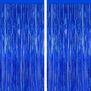 ZATAYE 2 Pack Dark Blue Foil Curtain Backdrop Birthday Party Decorations ZATAYE 2 Pack Dark Blue Foil Curtain Backdrop Birthday Party Decorations