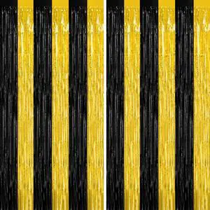 ZATAYE 2 Pack Black Gold New Years Eve Foil Curtain Streamer Decorations ZATAYE 2 Pack Black Gold New Years Eve Foil Curtain Streamer Decorations