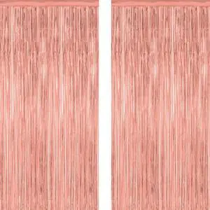 ZATAYE 2 Pack Rose Gold New Years Eve Foil Curtain Streamer Decorations ZATAYE 2 Pack Rose Gold New Years Eve Foil Curtain Streamer Decorations