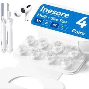 Inesore 4 Pairs Replacement Ear Tips for AirPods Pro 2nd/1st (Clear) Inesore 4 Pairs Replacement Ear Tips for AirPods Pro 2nd/1st (Clear)