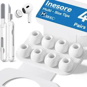 Inesore 4 Pairs Replacement Ear Tips for AirPods Pro 2nd/1st (Medium-White) Inesore 4 Pairs Replacement Ear Tips for AirPods Pro 2nd/1st (Medium-White)