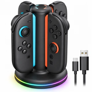 QXWPBV 4-Slot Charging Dock for Nintendo Switch 2 Joy-Con 2 Controllers, RGB Charging Station with LED Indicators, Black QXWPBV 4-Slot Charging Dock for Nintendo Switch 2 Joy-Con 2 Controllers, RGB Charging Station with LED Indicators, Black