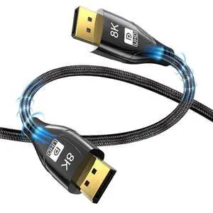 8kdp line version 1.4 connects to monitor, laptop computer, wire, data cable, woven metal mesh, DP, HDMI cable 8kdp line version 1.4 connects to monitor, laptop computer, wire, data cable, woven metal mesh, DP, HDMI cable