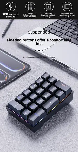 F20 digital mechanical keyboard, wired laptop, external numeric keypad, mini-portable, for finance and office use F20 digital mechanical keyboard, wired laptop, external numeric keypad, mini-portable, for finance and office use