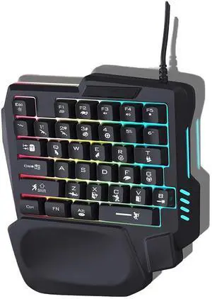 DOCTOR METAL One-Handed Gaming Keyboard, 35 Keys, 3 Color Backlight, Wide Palm Rest, Gaming Keyboard for Computer for Mobile Games DOCTOR METAL One-Handed Gaming Keyboard, 35 Keys, 3 Color Backlight, Wide Palm Rest, Gaming Keyboard for Computer for Mobile Games