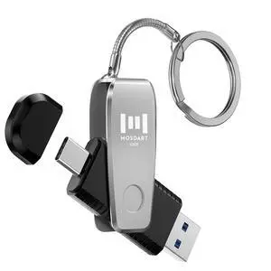 32GB USB C and A 3.1 Dual Flash Drive with Keychain, Silver 32GB USB C and A 3.1 Dual Flash Drive with Keychain, Silver