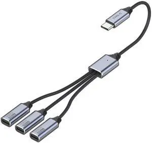 USB C Splitter 1 in 3 Out, USBC Male to Multiple Type C Female Adapter, Charging and Data Transfer Cable for Flash Drive Keyboard Mouse USB C Splitter 1 in 3 Out, USBC Male to Multiple Type C Female Adapter, Charging and Data Transfer Cable for Flash Drive Keyboard Mouse