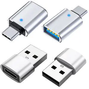 2*USB C Male to USB 3.0 Female Converter Adapter & 2*USB 2.0 Male to USB C Female OTG Adapter for Charging and Data Transmission (4 Pack) - Silver 2*USB C Male to USB 3.0 Female Converter Adapter & 2*USB 2.0 Male to USB C Female OTG Adapter for Charging and Data Transmission (4 Pack) - Silver