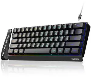 F61 60% Gaming Keyboard Wired, RGB Backlit Membrane Keyboard with PBT Keycaps, Compact Design, Lanyard Wired Keyboard for Mac/Win (Black, Wired) F61 60% Gaming Keyboard Wired, RGB Backlit Membrane Keyboard with PBT Keycaps, Compact Design, Lanyard Wired Keyboard for Mac/Win (Black, Wired)