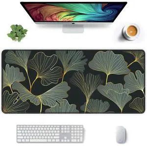 Extended Mouse Pad, XXL Gaming Mouse Pads, Large Big Mousepad Laptop Computer Keyboard Mat Desk Pad with Non-Slip Base Stitched Edge for Gaming Office, 35.5 x 15.7 inch, Gold Line Leaves Extended Mouse Pad, XXL Gaming Mouse Pads, Large Big Mousepad Laptop Computer Keyboard Mat Desk Pad with Non-Slip Base Stitched Edge for Gaming Office, 35.5 x 15.7 inch, Gold Line Leaves