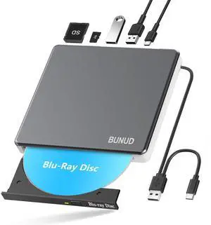 External Blu Ray CD DVD Drive, USB 3.0 Type C Blu ray Burner BD Player Read/Write Portable Bluray Drive Slim Optical Blue Ray CD DVD Reader for Laptop PC Windows 11 MacBook Pro Air Desktop Linux OS External Blu Ray CD DVD Drive, USB 3.0 Type C Blu ray Burner BD Player Read/Write Portable Bluray Drive Slim Optical Blue Ray CD DVD Reader for Laptop PC Windows 11 MacBook Pro Air Desktop Linux OS
