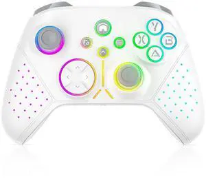 LED Wireless for Xbox Controller, Compatible with Xbox Series X|S, Xbox One, Windows 10/11, Gaming Controller with Turbo, Macro, 3.5mm Audio Jack, Dual Vibration White LED Wireless for Xbox Controller, Compatible with Xbox Series X|S, Xbox One, Windows 10/11, Gaming Controller with Turbo, Macro, 3.5mm Audio Jack, Dual Vibration White
