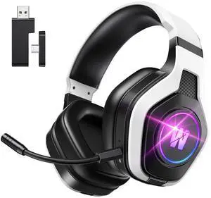Wireless Gaming Headset for PS5, PC, PS4, 2.4G/Bluetooth Gaming Headphones with Noise Canceling Microphone, USB and Type-C Connector, 7.1 Surround Sound, RGB Lighting, 60H Battery Wireless Gaming Headset for PS5, PC, PS4, 2.4G/Bluetooth Gaming Headphones with Noise Canceling Microphone, USB and Type-C Connector, 7.1 Surround Sound, RGB Lighting, 60H Battery