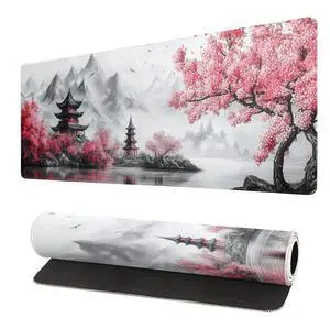 Retro Cherry Blossoms Mouse Pad 31.5x11.8 Inch White Full Desk Japanese Mousepad Extended Large Non-Slip Rubber Base Waterproof Big Keyboard Mat with Stitched Edges for Gaming and Office Retro Cherry Blossoms Mouse Pad 31.5x11.8 Inch White Full Desk Japanese Mousepad Extended Large Non-Slip Rubber Base Waterproof Big Keyboard Mat with Stitched Edges for Gaming and Office