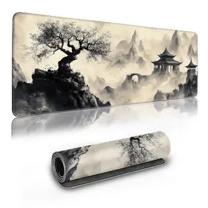 Long Gaming Mouse Pad Extended Anime Large Desk Pad with Non-Slip Base Full Keyboard Mat with Stitched Edges for Gaming and Office 31.5 x 11.8 inches (Black Ink Painting) Long Gaming Mouse Pad Extended Anime Large Desk Pad with Non-Slip Base Full Keyboard Mat with Stitched Edges for Gaming and Office 31.5 x 11.8 inches (Black Ink Painting)