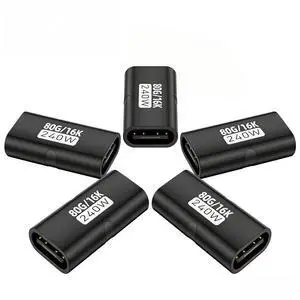 5 Pack USB C Coupler, USB C Female to Female Adapter with 80Gbps Data Transfer, 240W Fast Charging, Compatible with Thunderbolt 4/3,16K/8K Video Support, Black 5 Pack USB C Coupler, USB C Female to Female Adapter with 80Gbps Data Transfer, 240W Fast Charging, Compatible with Thunderbolt 4/3,16K/8K Video Support, Black
