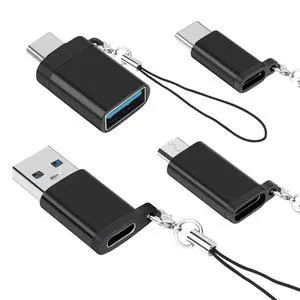 USB-C to USB3.0 Adapter, USBC Female to USB-A Male Type-C to Micro-USB Adapter, Micro USB (Female) to USB C (Male) Adapters with Lanyard (4 Pack) for MacBook Pro, Samsung, PC USB-C to USB3.0 Adapter, USBC Female to USB-A Male Type-C to Micro-USB Adapter, Micro USB (Female) to USB C (Male) Adapters with Lanyard (4 Pack) for MacBook Pro, Samsung, PC
