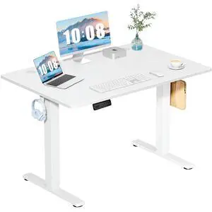 48 Inch Electric Standing Desk Height Adjustable, Sit to Stand Up Computer Workstations Work PC Table Home Office Study Writing Gaming Desks with Memory Presets for Walking Pad, Bedroom, White 48 Inch Electric Standing Desk Height Adjustable, Sit to Stand Up Computer Workstations Work PC Table Home Office Study Writing Gaming Desks with Memory Presets for Walking Pad, Bedroom, White