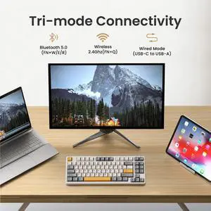 KN85 Wireless Mechanical Gaming Keyboard, 75% Layout with RGB Backlit, Custom Hot Swappable, Creamy Sound, Bluetooth/2.4GHz/USB-C Compatible with Windows/Mac/PC(Retro Beige,Linear Switch) KN85 Wireless Mechanical Gaming Keyboard, 75% Layout with RGB Backlit, Custom Hot Swappable, Creamy Sound, Bluetooth/2.4GHz/USB-C Compatible with Windows/Mac/PC(Retro Beige,Linear Switch)