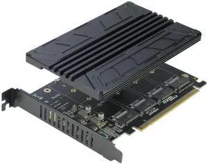Quad NVMe PCIe Adapter, RIITOP 4-Port NVMe to PCI-e 4.0/3.0 x16 Expand Controller Card with Heatsink for 2280/2260/2242/2230 M.2 NVMe SSD (PCI-e Bifurcation Required) Quad NVMe PCIe Adapter, RIITOP 4-Port NVMe to PCI-e 4.0/3.0 x16 Expand Controller Card with Heatsink for 2280/2260/2242/2230 M.2 NVMe SSD (PCI-e Bifurcation Required)