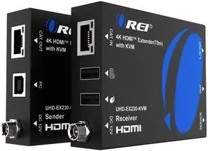 KVM 4K HDMI Over Ethernet Extender Balun Over CAT6/7 Cable 4K@60Hz Upto 230 Feet - 2 USB 1.1 Ports, Supports Keyboard and Mouse USB HDMI Loop Out, Power Over Cable KVM 4K HDMI Over Ethernet Extender Balun Over CAT6/7 Cable 4K@60Hz Upto 230 Feet - 2 USB 1.1 Ports, Supports Keyboard and Mouse USB HDMI Loop Out, Power Over Cable