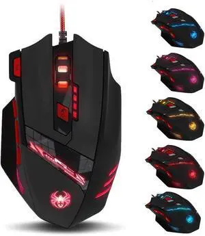 Gaming Mouse,9200DPI USB Wired Ergonomic Optical Gaming Mice,8 Buttons,7 Kinds of LED Lights,Weight Tuning Set, for Laptop,PC,Mac - Black Gaming Mouse,9200DPI USB Wired Ergonomic Optical Gaming Mice,8 Buttons,7 Kinds of LED Lights,Weight Tuning Set, for Laptop,PC,Mac - Black